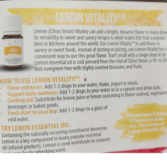 NEW! YOUNG LIVING LEMON 100% pure therapeautic-grade essential oil 5ml - Picture 3 of 3